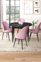 Hanah Home Juego de Comedor 5 Piezas Mármol Negro con Sillas Rosas Tablero Melamina Metal